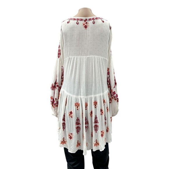 Free People Ariana Peasant Boho Tunic Top Embroidered Flowy V-Neck Women XS - Picture 5 of 16